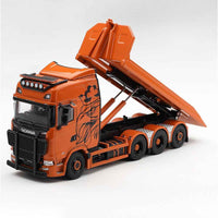 Mini GT 1/64 Scania 770S B8x4NA Hooklift Flatbed Orange
