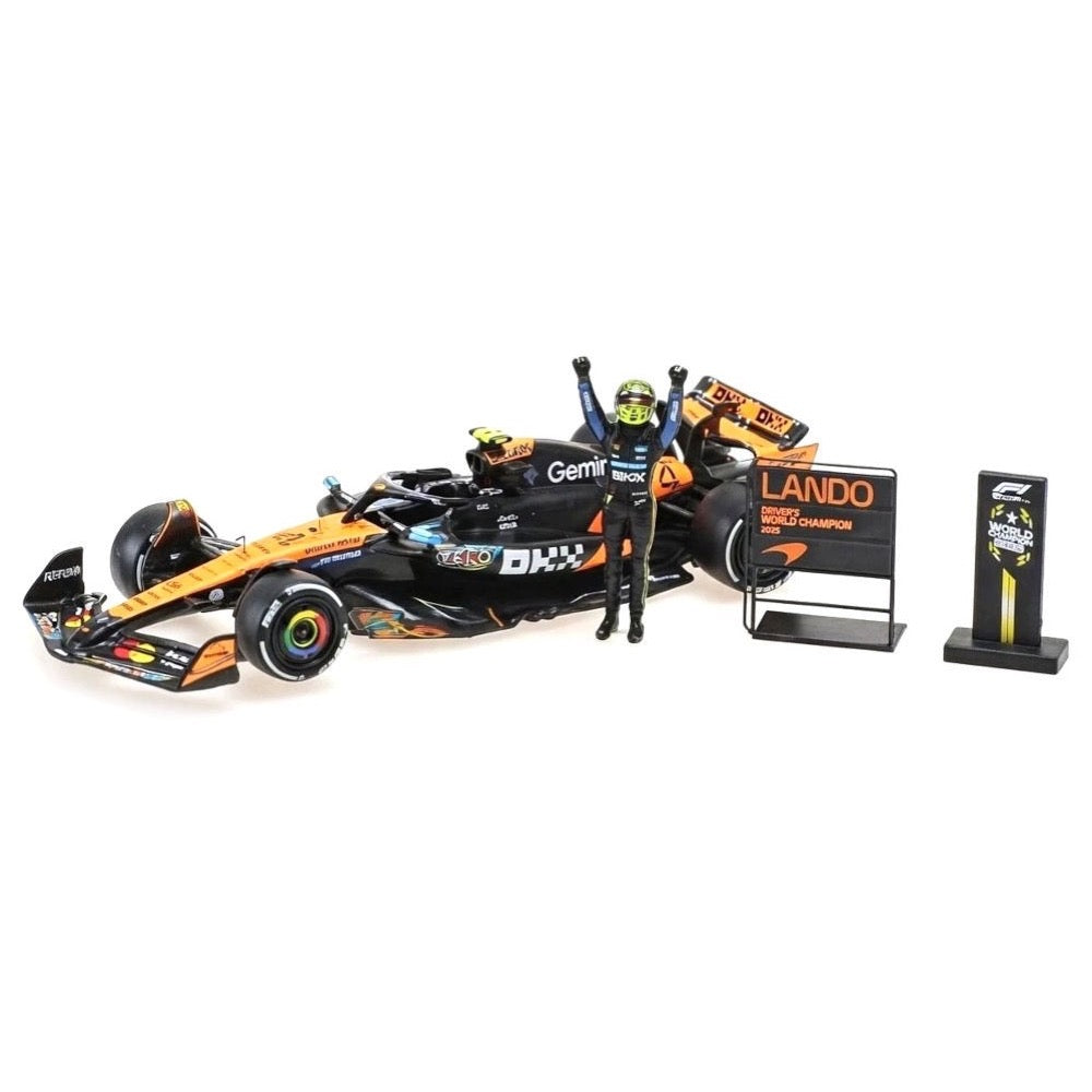 Minichamps 530258704 1/64 Mclaren Formula 1 Team Mcl39 Lando Norris World Champion Abu Dhabi Gp 2025 With Standing Figurine, Pitboard And Position Board