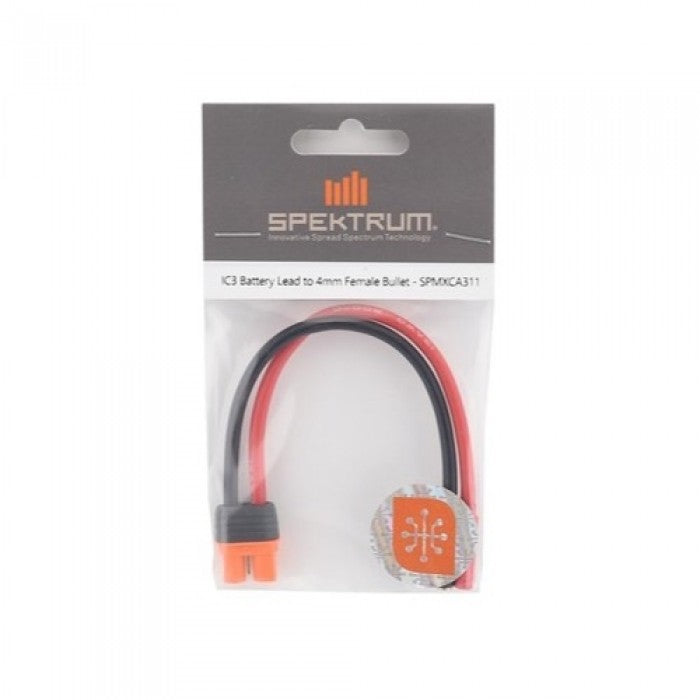 Spektrum SPMXCA311 IC3 Battery Lead to 4mm Female Bullet