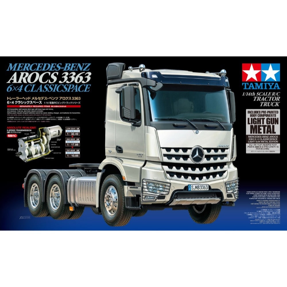 Tamiya 1/14 Mercedes-Benz Arocs 3363 6 x 4 Classic Space Truck Light Gun Metal Edition