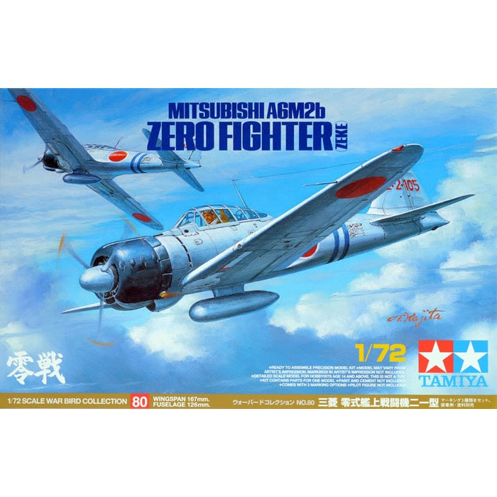 Tamiya 60780 1/72 Mitsubishi A6M2b Zero Fighter (Zeke) Plastic Model Kit